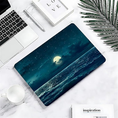 Compatible with 12 Inch MacBook A1534, Night Sea Beach Moon Ocean Landscape Hard Plastic Shell Cover Case