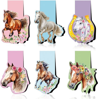 Horse Shaped Magnetic Bookmark - 6 Pcs Funny Animal Magnetic Bookmarks for Kids Horses Book Mark Magnets Page Marker Clip Gift for Book Lovers Students Teacher School Reading Book Marks