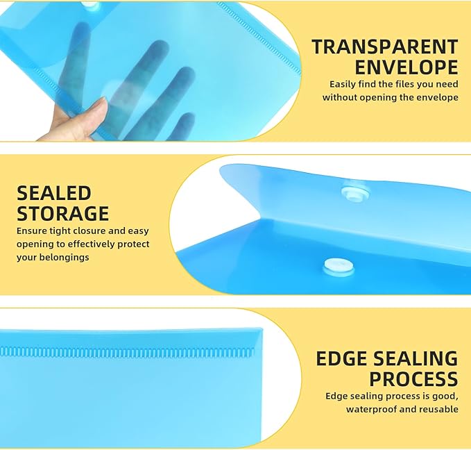 Vmiapxo 40 Pack Multi-Color Stamp and Die Storage Pockets, Reusable Rainbow Small Plastic Envelopes Waterproof Sticker Organizer Receipt Holder Photo Storage Folders (5" x 7")