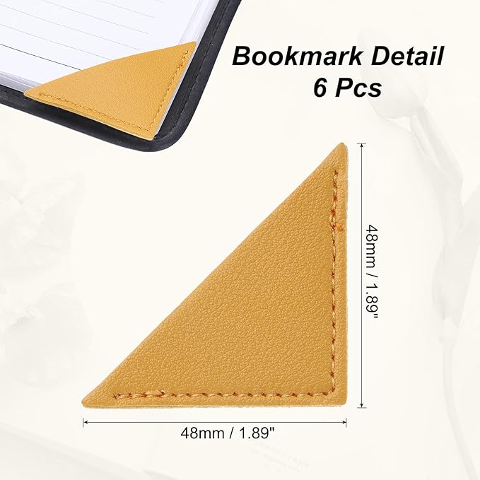 uxcell 6Pcs Leather Square Bookmarks, Corner Bookmarks Book Marks Page Markers Cute Page Clip for Men Women Teacher Reader Book Lover Writers (Ginger)
