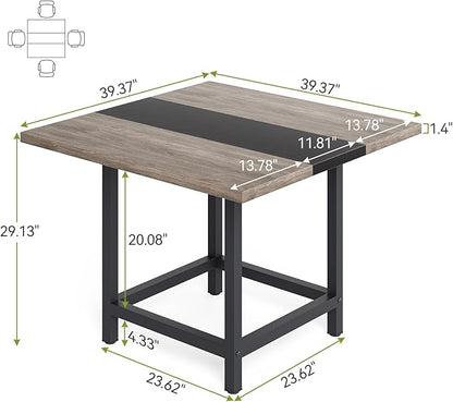 LITTLE TREE 39-Ince Square Small Conference Room Table for 4 People,Wood Computer Desk for Home Office, Small Space (Chair not Included)
