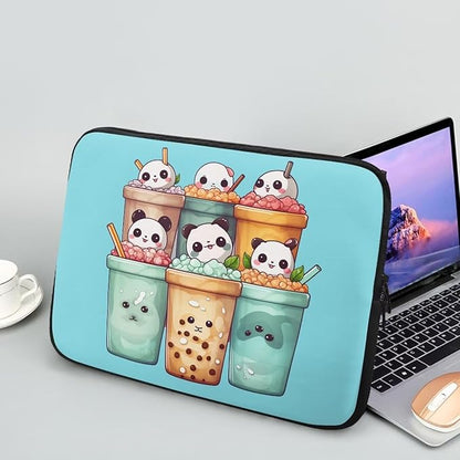 Cute Panda Laptop Sleeve for Women Girls 10 inch Laptop Protector with Versatile Uses Computer Sleeve Neoprene Lap Top Case Ideal Gifts for Daily Use School Travel Tablet Bag Blue