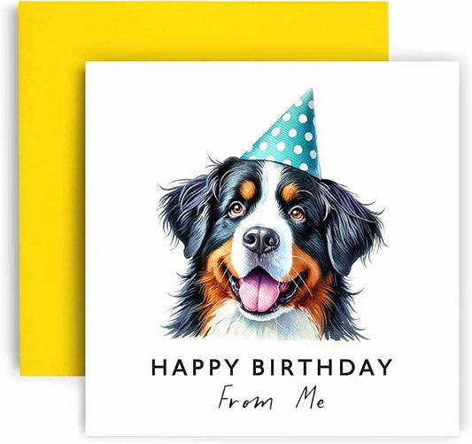 Huxters Birthday Card from the Dog – Bernese Mountain Dog - Happy Birthday to Dog Mum and Dog Dad – Birthday Card from the Dog to Friends Family First Birthday (Bernese Mountain Dog)
