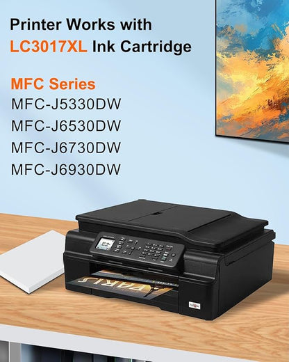 LC3017XL High Yield Ink Cartridges (5-Pack,2 Black/1 Cyan/1 Magenta/1 Yellow) - MNRS Compatible LC3017 XL Ink Cartridges Replacement for Brother LC3017XL MFC-J5330DW MFC-J6530DW MFC-J6530DW Printer