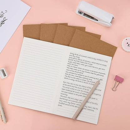 EOOUT 48 Pack A5 Lined Kraft Notebooks, Travel Journals Bulk 8.3x5.5in College Ruled Subject Notebooks 30 Sheets 60 Pages for Writing School Office Supplies