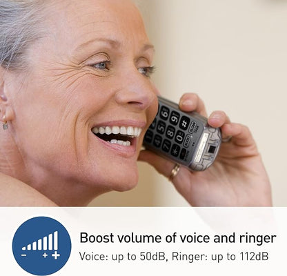 Panasonic Amplified Cordless Phone with Slow Talk, 50dB Volume Boost, 112dB Lound Visual Ringer, Hearing Aid Compatibility, Large Screen and Backlit Keypad - KX-TGM450S - 1 Handset (Silver)
