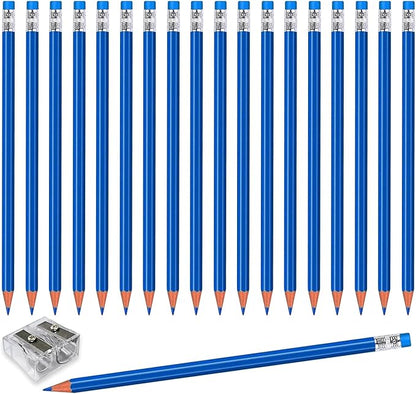 Adhere 25pcs Checking Pencils Erasable colored Pencils Pre-Sharpened #2 HB,for Checking Tests Grading Map Coloring,school Correcting,editing Office Favors,including a Free sharpener..(Blue)