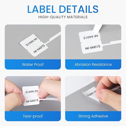 Jewelry Price Label Tags Roll Compatible with Clabel Label Maker,White Stickers Thermal Paper Self-Adhesive Rectangle Tape,600 PCS Labels 6 Roll 1.18x2.75 Inch (30x70mm) for Necklace Earring Identify