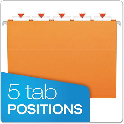 Pendaflex Recycled Hanging Folders, Letter Size, Orange, 1/5 Cut, 25/BX (81607)
