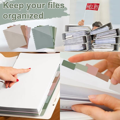 Boho 8 Tab Discbound Notebook Dividers with Pockets Letter Size Disc Planner Pocket 8.5 x 11 Plastic Disc Bound Binder Notebook Divider for School Office Subject Document Discbound System