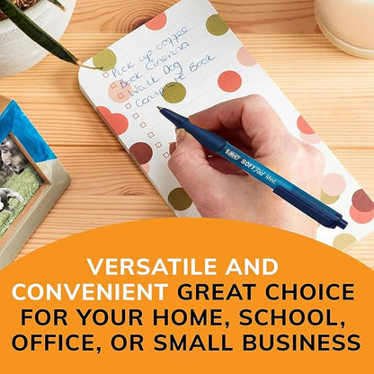 BIC Soft Feel Ballpoint Pens, Fine Point, 0.8 mm, Black Barrel, Black Ink, Box Of 12 Stick Pens (SCSF11-BLK)