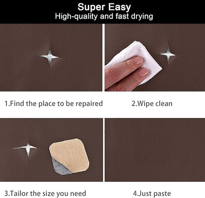 CHEIGHY Self-Adhesive Leather Repair Patch Kit for Furniture, Sofas, Car Seats, Chairs, Shoes - 17x79 Inch Light Brwon PU Leather Repair Tape for Couch (Waterproof, Durable, Easy to Use)