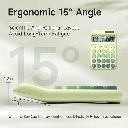Desk Calculator,12 Digits, Large LCD Display,Big Buttons,Solar and Battery Dual Power Desktop Calculators,Cute and Aesthetic (Ombre Green, M)