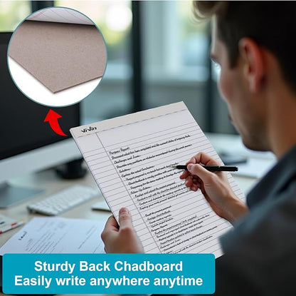 ViVin Legal Pads 8.5 x 11 Inch, Wide Ruled Note Pads, 12 Pack, 50 Sheet/Pad, Perforated Writing Pads, Notepads for Office Home School, 600 Sheets (12 Pack of 50), White Paper