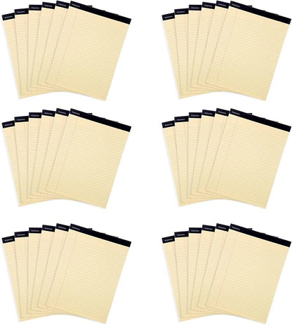 Mintra Office Legal Pads, ((xBasic, 8.5in x 11in, Wide (Canary), 36pk (6-6pks)), Wide Ruled, 50 Sheets per Notepad, Micro perforated Writing Pad, Notebook Paper for School, College, Office, Work