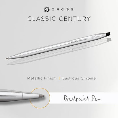 Cross Classic Century Refillable Ballpoint Pen, Medium Ballpen, Includes Premium Gift Box - Lustrous Chrome
