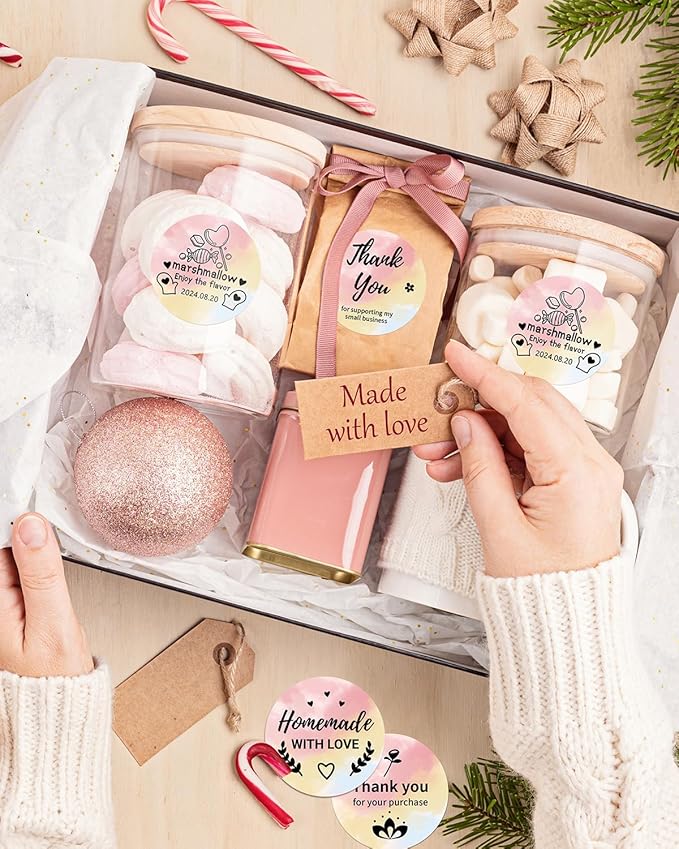 Phomemo 3” Color Circle Thermal Labels, Self-Adhesive Round Direct Sticker Label, Circular Thermal Printer Label for Logo Design, Name Tag, Thanks Card, Address, QR Code, 500 Labels/Roll, Gradient