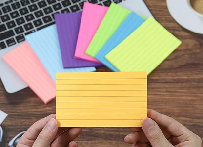 8 Pads Lined Sticky Notes 3x5 in Post, 8 Colors Self Sticky Notes Pad Its, Bright Colorful Rectangle Sticky Notes for Office, Home, School, Meeting, 50 Sheets/pad
