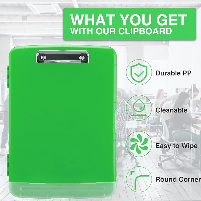 Sooez Clipboard with Storage, High Capacity Nursing Clip Board 8.5 x 11 with Pen Holder & Low Profile Clip, Plastic Clipboards Case Box, Teacher Must Haves School Office Supplies, Letter Size/ A4