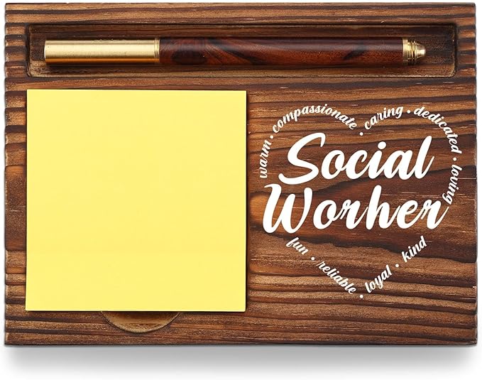 Social Worker Sticky Note Holder, Social Worker Graduate Gift, Thank You Appreciation Gift for School Counselor Therapist Social Worker Self-Stick Note Pad Holders Desk Organizer TZP16