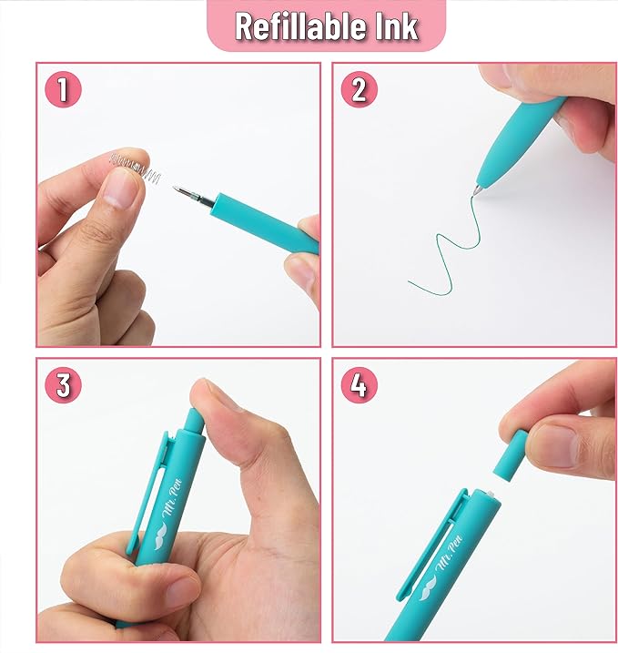 Mr. Pen- Retractable Gel Pens, 12 Pack, Fast Dry, Gel Pens Fine Point 0.7mm, Retractable Pens, Cute Pens, Gel Ink Pens, Aesthetic Pens for Journaling, Fine Tip Pens