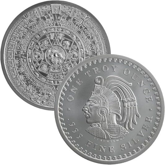 1 oz Aztec Calendar Silver Round Fine Silver