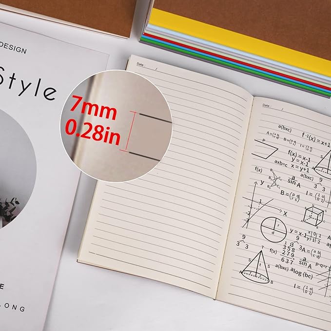 Gwybkq A5 Lined Kraft Composition Notebooks Bulk 40 Pcs(5.5x8.3) College Ruled with Rainbow Spine,Journal Notebook for Women Girls College Students Office School Supplies, 60 Pages/30 Sheets