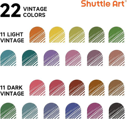 Shuttle Art Colored Retractable Gel Pens, 22 Unique Vintage Ink Colors, 11 Light and 11 Dark Vintage, Cute Pens 0.7mm Point Quick Drying for Writing Drawing Journaling Note Taking School Office Home