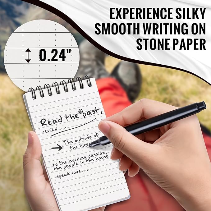 POPYOLA 8 Pack Waterproof Pocket Notebook, 3x5 Pocket Notepad, All Weather Mini Spiral Notepad, Write in the Rain Police Notepad with 100 Squared Pages for Outdoor Home Office School, Orange