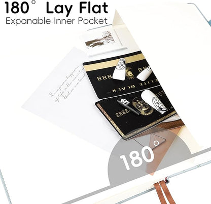 Lined Journal Notebook for Women Men, 192 Pages 100 GSM Thick Paper, Hardcover | Embossed Leather Journals for Writing, A5 College Ruled | Business, Work & School, 5.8"×8.5"(Blue)