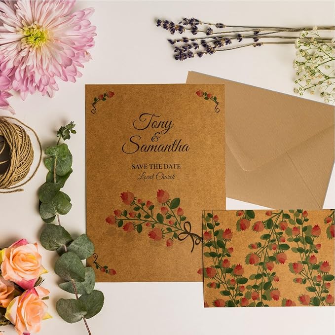 100 Packs Blank Greeting Cards and Envelopes, 4x6 Inch Kraft Blank Cards with Envelope Bulk for Cards Making Printing and Crafting, Stationery Cards with Envelopes for Christmas, Birthday