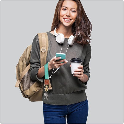 Fishent Stretchy Wristlet Keychain,Braided Cute Wrist Lanyards for Keys, Key Chain Holder for Women Men, Wrist Strap Keychain for Car Keys Phone Camera Wallet ID Badges Card (Lake Blue)