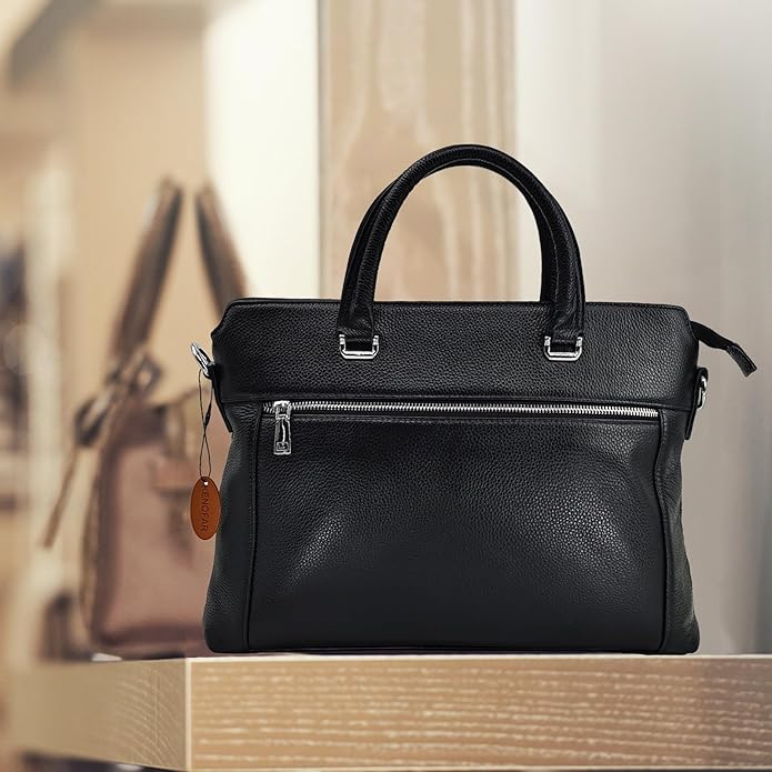 Genuine Leather Men’s Hand Bag, 14.5 inches Laptop BagBusiness Briefcase, Travel Crossbody Bag
