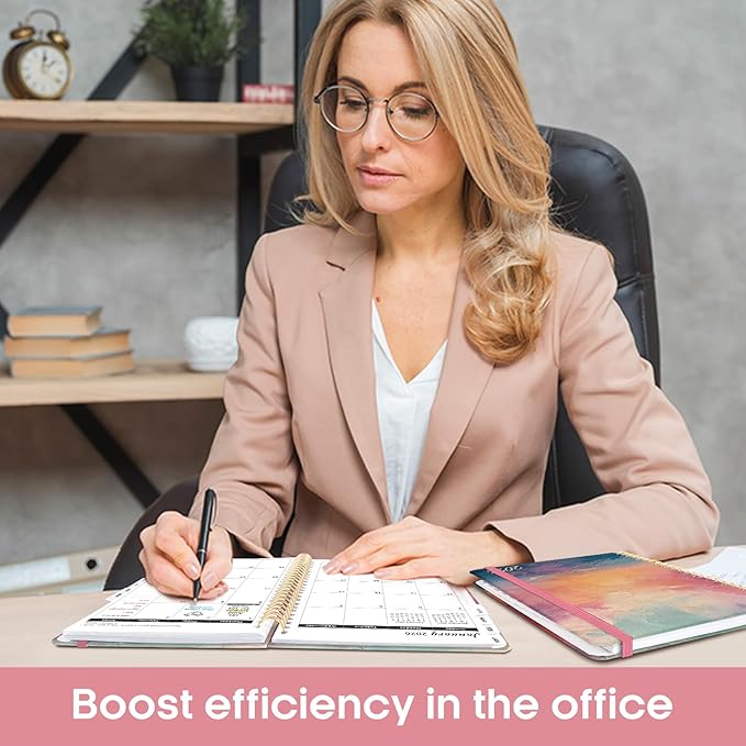 2026 Planner, Aesthetic Weekly and Monthly Planner for Women, Jan 2026 to Dec 2026, Hardcover 2026 Calendar Book with Monthly Tabs, Inner Pocket, Perfect for Office Home School - A5 (6.3" x 8.5"), Sunset