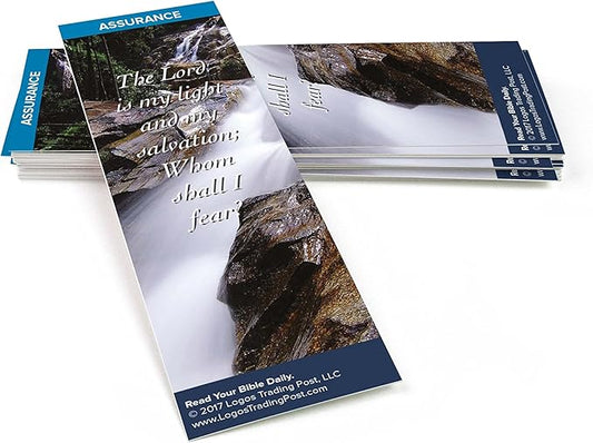 Christian Bookmark with Bible Verse, Pack of 25, Assurance Themed, The Lord is My Light and My Salvation Bookmarks, Psalm 27:1-3