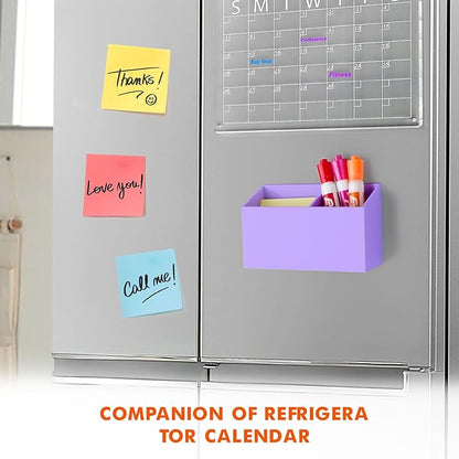 BEYGORM Magnetic Dry Erase Marker Holder for Whiteboard,Non-slip Acrylic Magnet Pen Holder for Fridge Refrigerator,Locker Organizer for Work,Locker Accessories,Pencil Cup for Desk(Purple)