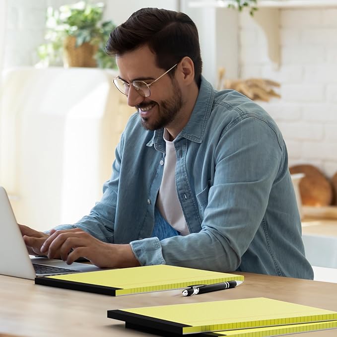 Yellow Legal Pads 8.5 x 11 Narrow Ruled Note Pads - 20 Pack Yellow Notepad 8 1/2 x 11 Paper Tabletsd - Perforated Yellow Pad 8.5 x 11 Lined Notepad 30 Sheets/ 60 Pages each Note Pad for Office School