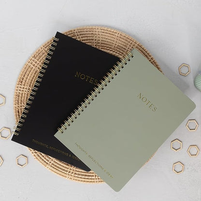 Aesthetic Spiral Notebook Set of 2 For Women and Men - Cute College Ruled 8x6 Bible Study Journal/Notebook with Pockets And Lined Pages - Perfect A5 Supplies to Stay Organized at Work or School