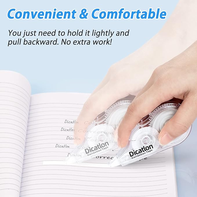 Quick Dry Whiteout Correction Tape Tear Resistant Liquid Paper Pen Shaped Applicator,Highly Suitable for Students,Office Workers,Home,Easy to Use Enhance Study,Work Efficiency,10pcs 1/5"X39Ft