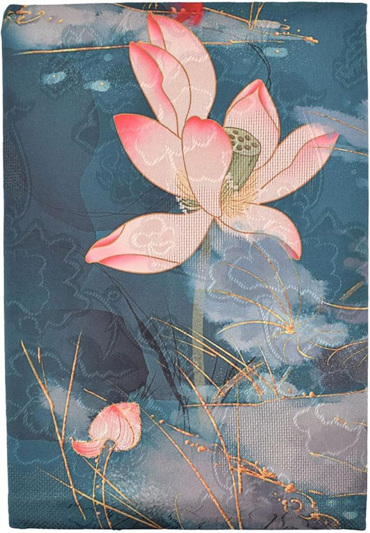 BLBMH A5 Book Cover for Paperbacks- Adjustable Fabric Book Sleeve Cover Protector Fit for 5.5x8.3 inch Hardcover Softcover Book Novels Notebook Novels - Lotus