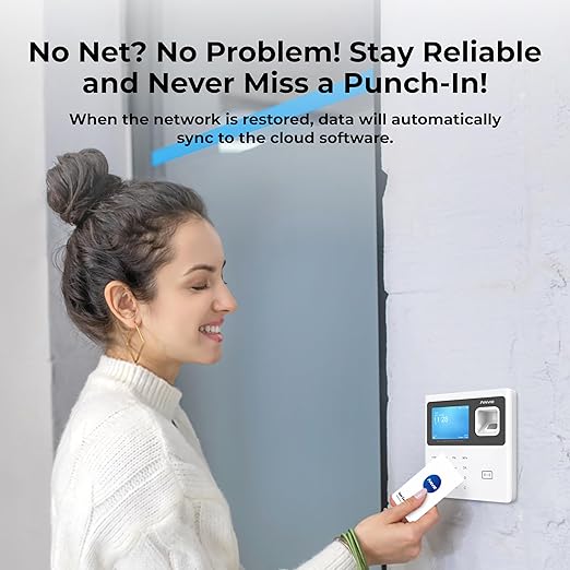 ANVIZ Time Clocks for Employees Small Business - CX2 Fingerprint Biometric Clock in and Out Machine - with Professional Cloud Software (0 Monthly Fee), White