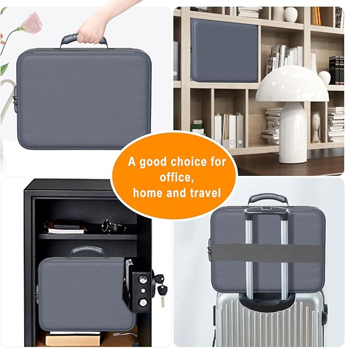 DocSafe 5200°F Document Organizer with Lock,Upgraded Heat Insulated Fireproof＆Waterproof Box 8 Layers File Organizer,Portable Home Travel Safe Storage for Important Documents, Files,Gray (Soft)