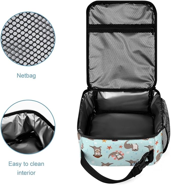 3PCS 17" Otter Backpack, Shoulders Backpack with Insulated Lunch Bag Durable Otter Laptop Bag Daypack with Multiple Pockets (Otter)