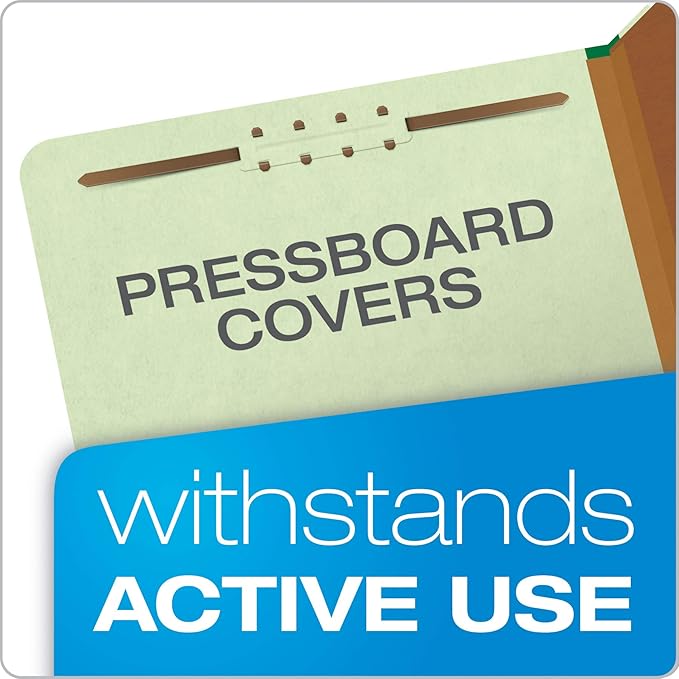 Pendaflex PFX1157G Four-Section Pressboard Folders, Letter, 2/5 Tab, Light Green (Box of 10)