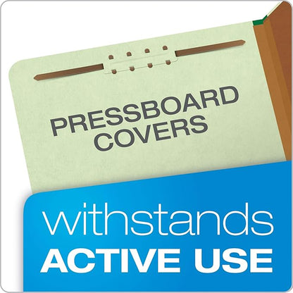 Pendaflex PFX1157G Four-Section Pressboard Folders, Letter, 2/5 Tab, Light Green (Box of 10)