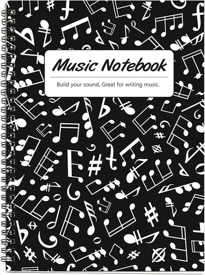 MAXCURY Blank Sheet Music Composition Manuscript Staff Paper Art Music Notebook Black 100Pages 26x19cm (Notes Family)