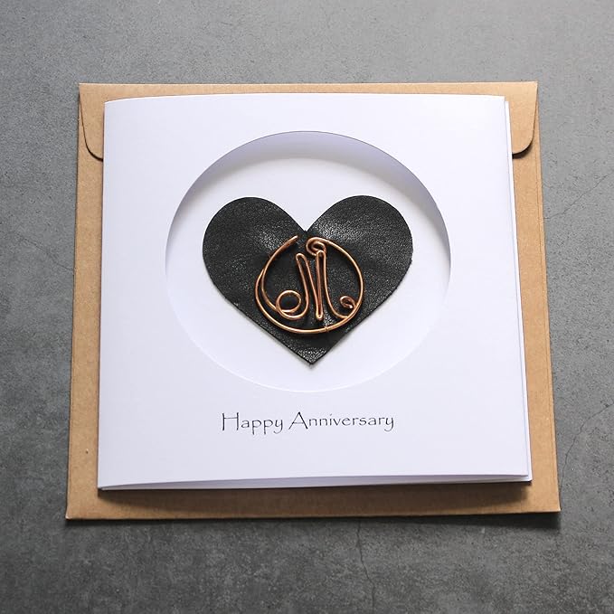 Personalized Initial Copper Card, Copper Initial, Anniversary Card for Her, Couple, Gift for Her (M)