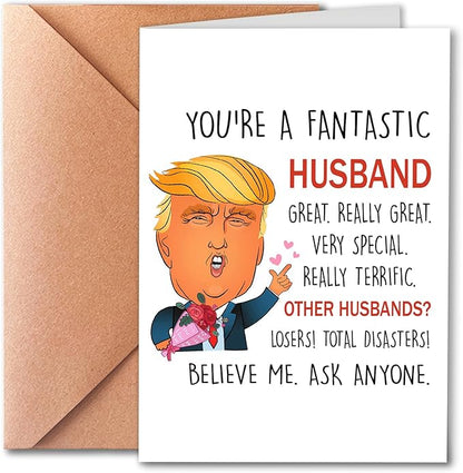 Funny Husband Birthday Cards, Humorous Husband Birthday Cards, Gifts for Husband, Beautiful Valentine’s Day Gifts for Him, Unique Anniversary Cards for Husband, Trump Love Cards