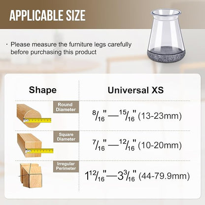 BUMACO Chair Leg Floor Protectors Chair Leg Protectors for Hardwood Floors Silicone Pads Covers to Protect Floors (Clear-20 Pcs, Universal XS 0.5"-0.9")