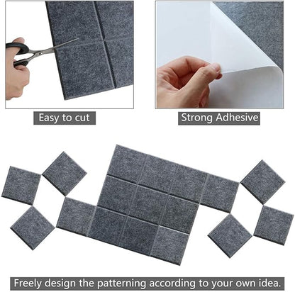 Large Cork Board Felt Board Tiles for Walls with 30 Push Pins, 11.8"x11.8" Pack of 12 Pin Board Notice Boards for Home Office Kitchen, Bulletin Board Wall Tiles for Photos Memos